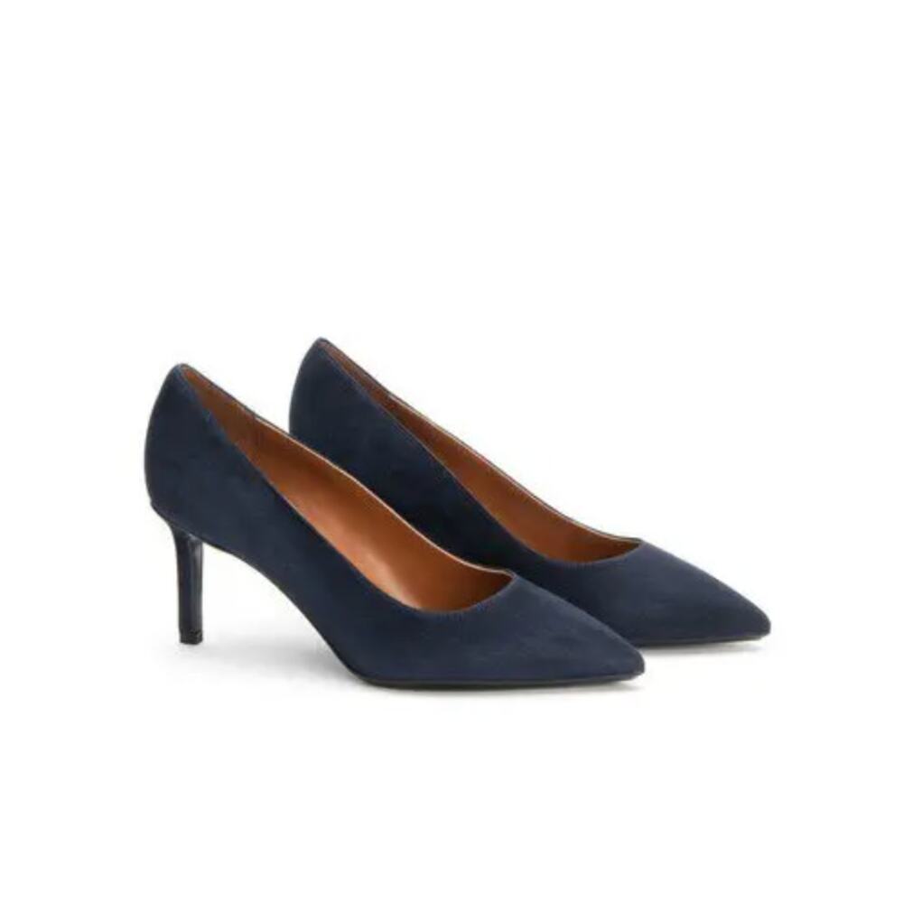 Aquatalia Women’s Melina Pointed Toe Pumps Navy Suede Size 5.5W